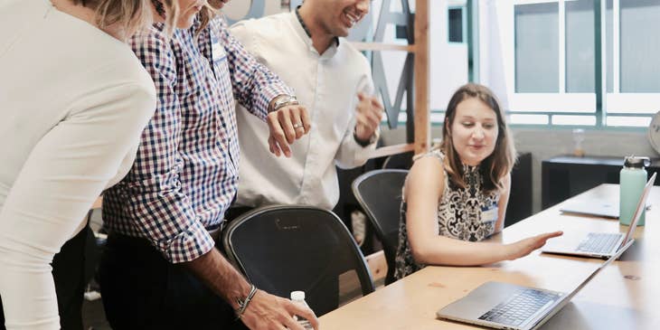 Sales account manager giving representatives some insights and tips