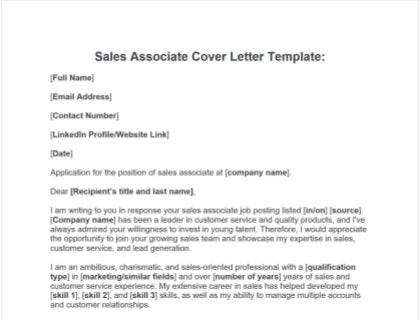 retail sales associate cover letter no experience
