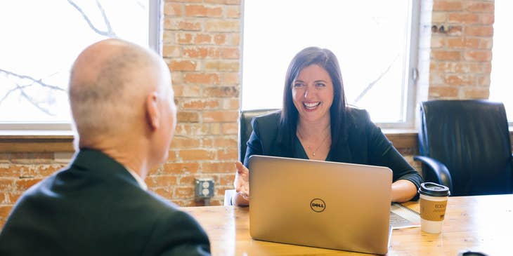 Sales executive having a meeting with a potential client