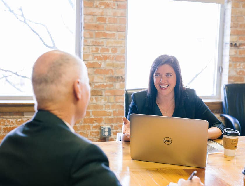 Sales executive having a meeting with a potential client