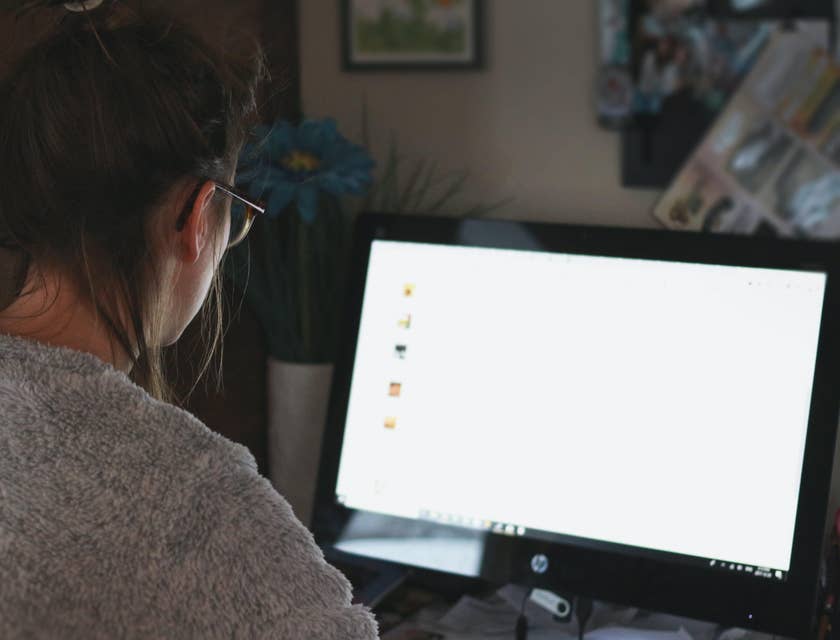 female SAP business analyst evaluating the client's business processes through her laptop