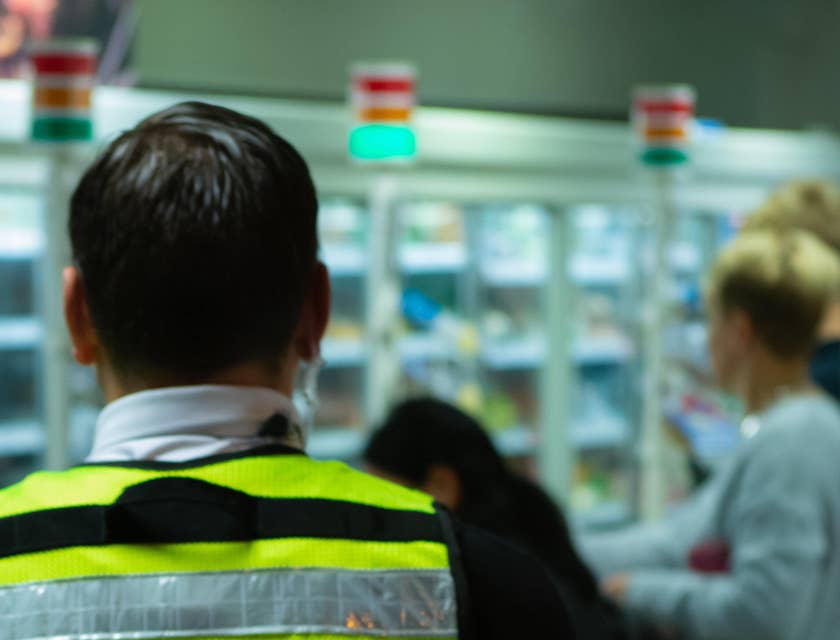 Security guard inside of a shop