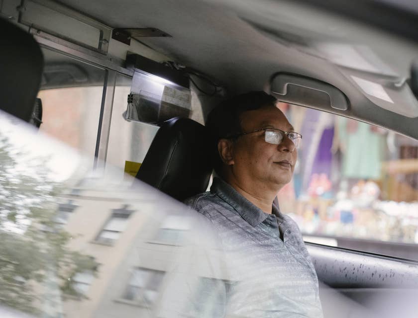 Shuttle bus driver getting ready to drive the passengers of the day