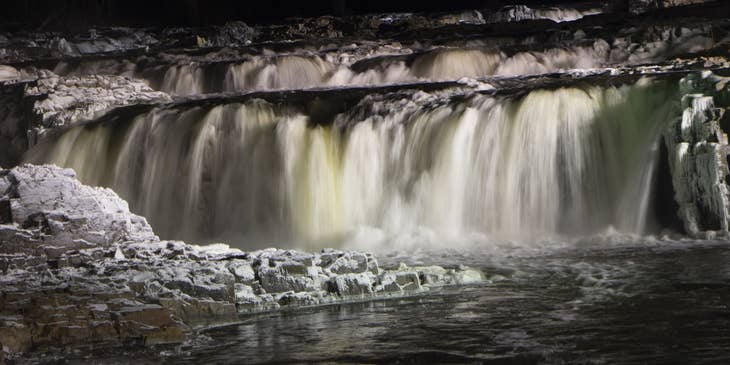 A waterfall in Sioux Falls.