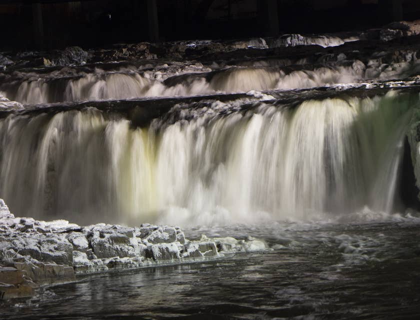 A waterfall in Sioux Falls.