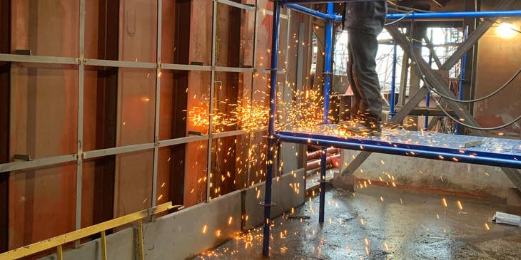 Skilled laborer worked in an industrial building