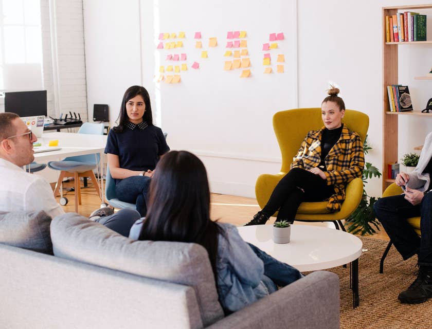 Sociologist talking to a focus group