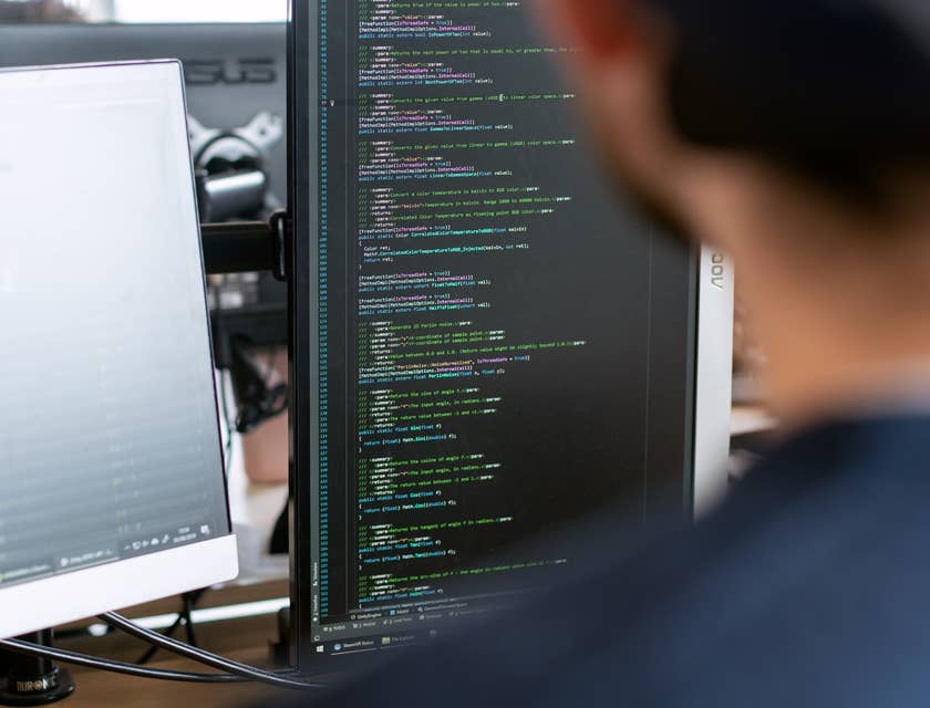 Software tester runs tests on software while analyzing bugs and error on the system