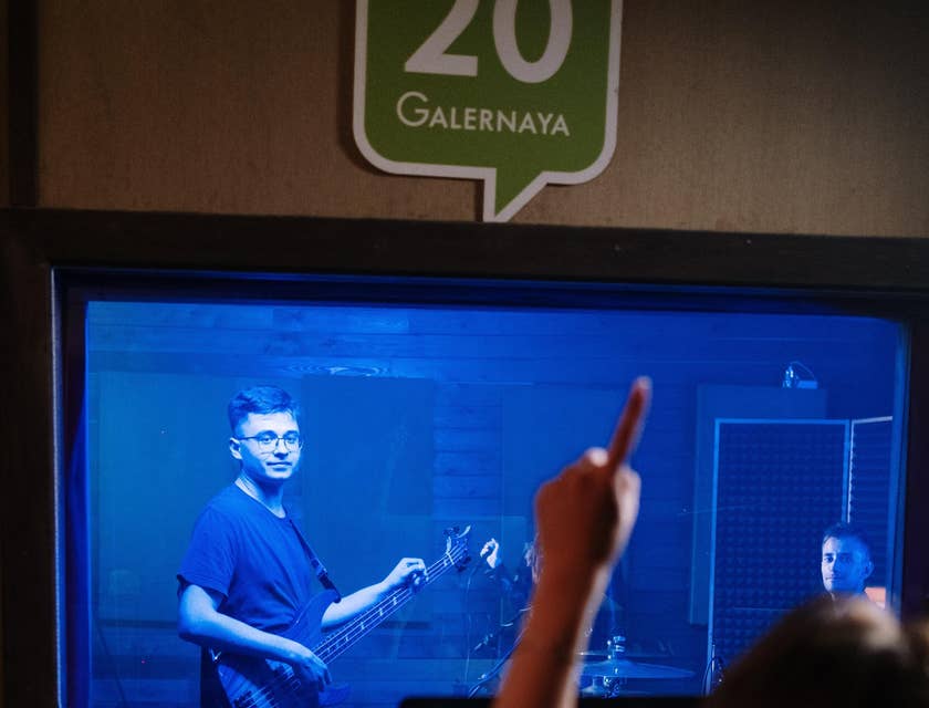 sound engineer working in a studio