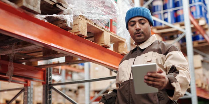 Stocker checking the item if it's up to par with the quality standards after receiving it