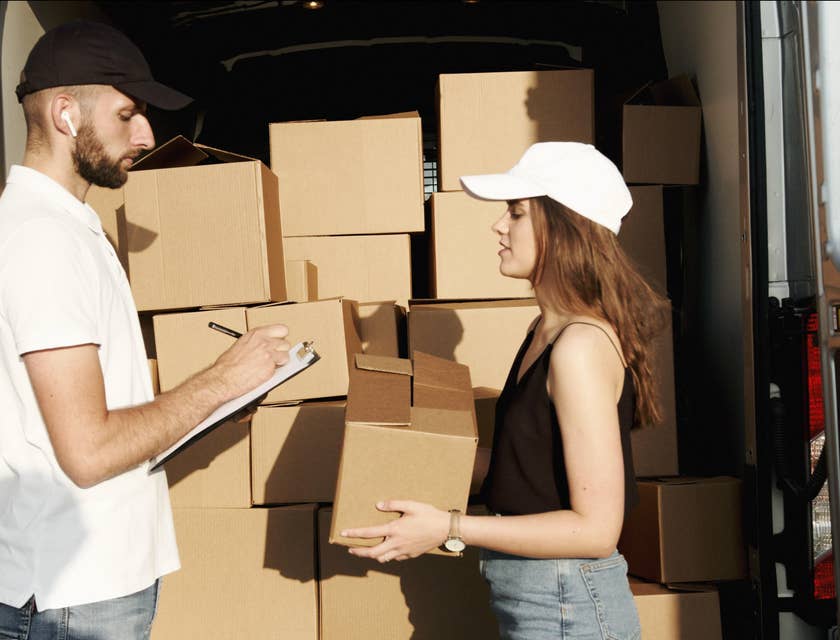 Supply technician checking and noting the received items for damages