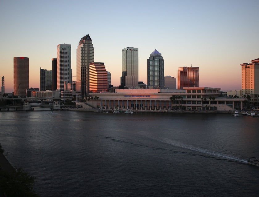 A skyline of buildings in Tampa, Florida.