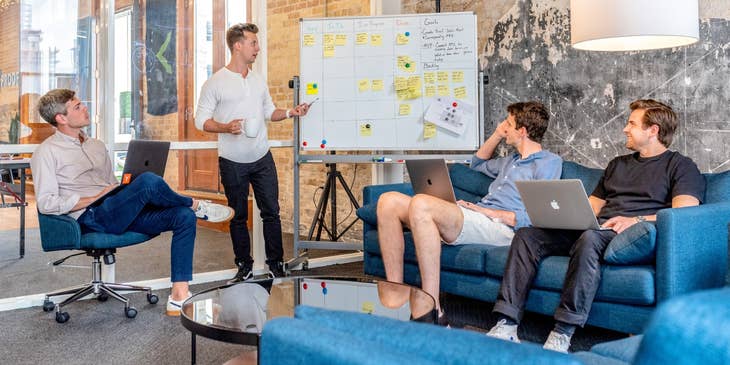 Team Leader deliberating with his members the team's goals and strategies needed to attain them