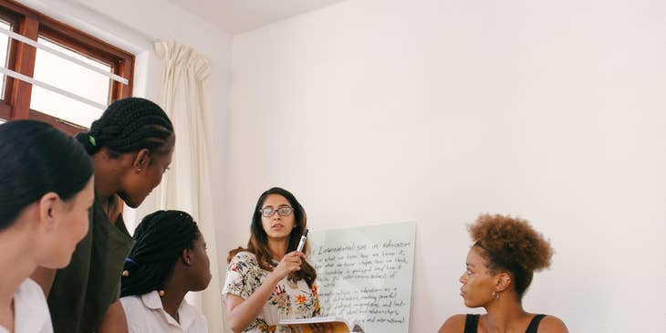 team members collaborating in a meeting