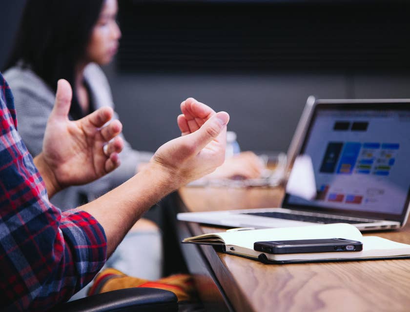 technical lead talking in a meeting