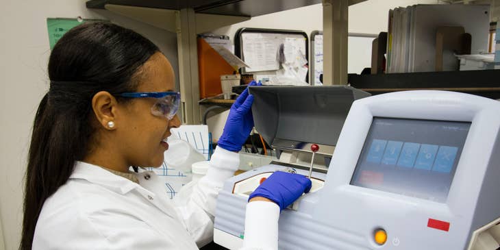 a technician running tests