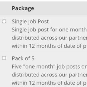 Choose a job posting package.