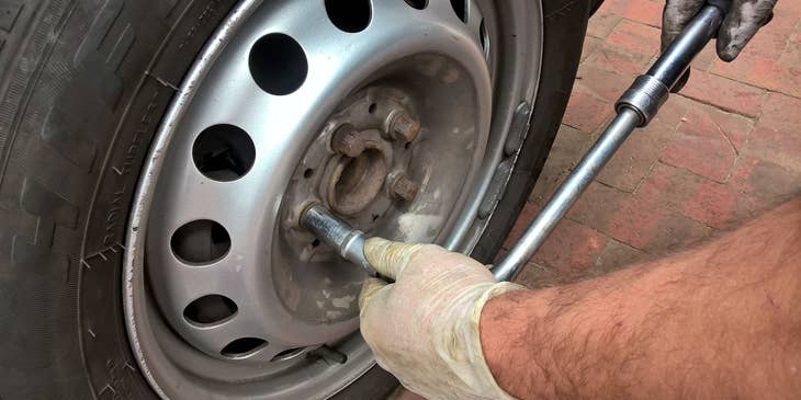 Tire technician changing a tire