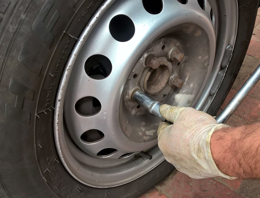 Tire technician changing a tire