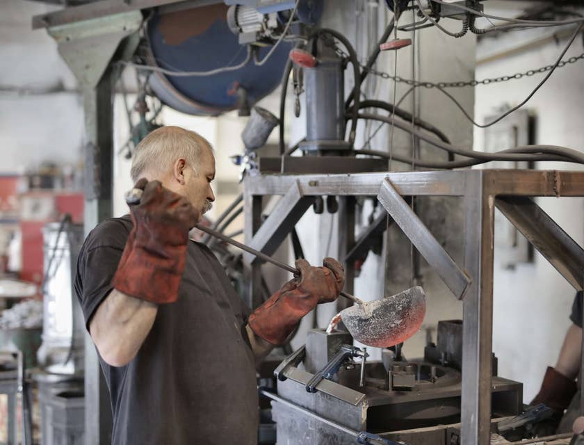 tool and die maker working in a shop