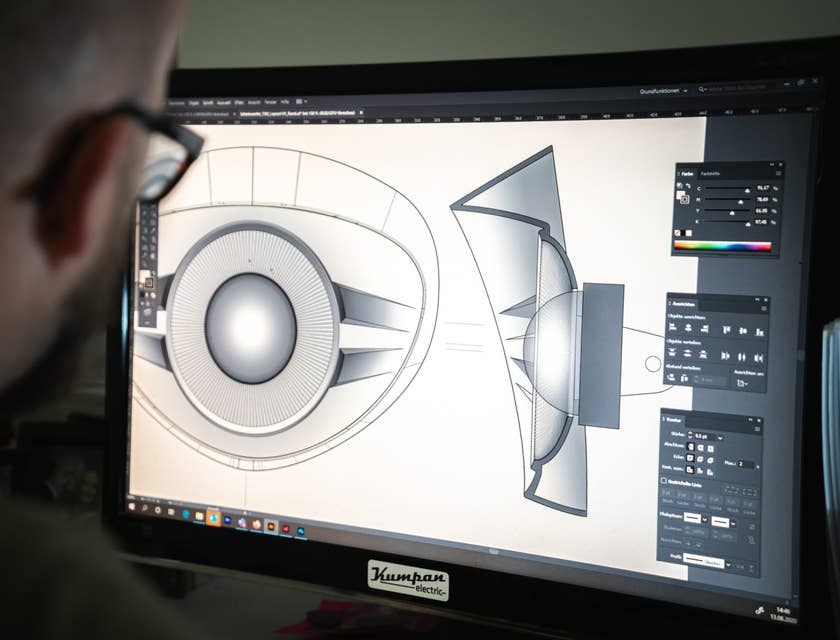 Tooling Engineer working on a design using the CAD software on his workstation