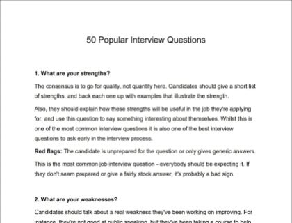 50 interview questions template.