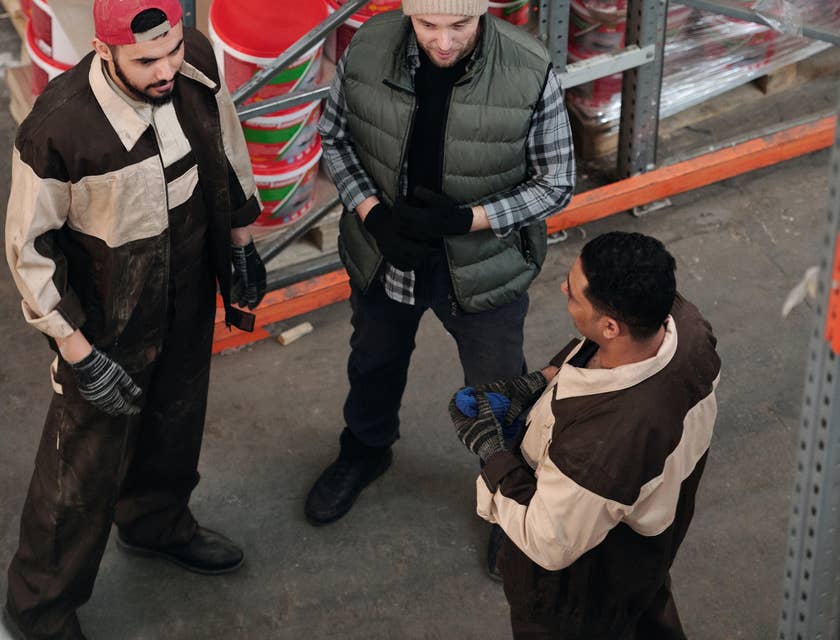Transportation manager giving instructions to the warehouse leads about the incoming shipment