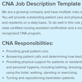 Use a certified nursing assistant job description template to make it easier.