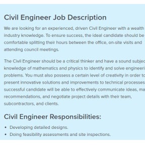 Use a civil engineer job description template to make it easier.