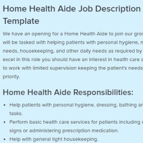 Use an HHA job description template to make it easier.