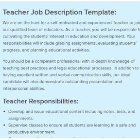 Use a teacher job description template to make it easier.