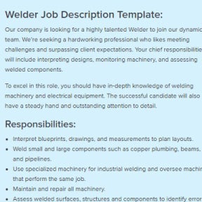 Use a welder job description template to make it easier.