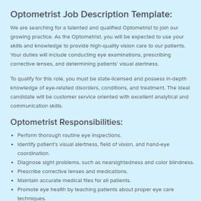 Use an optometrist job description template to make it easier.