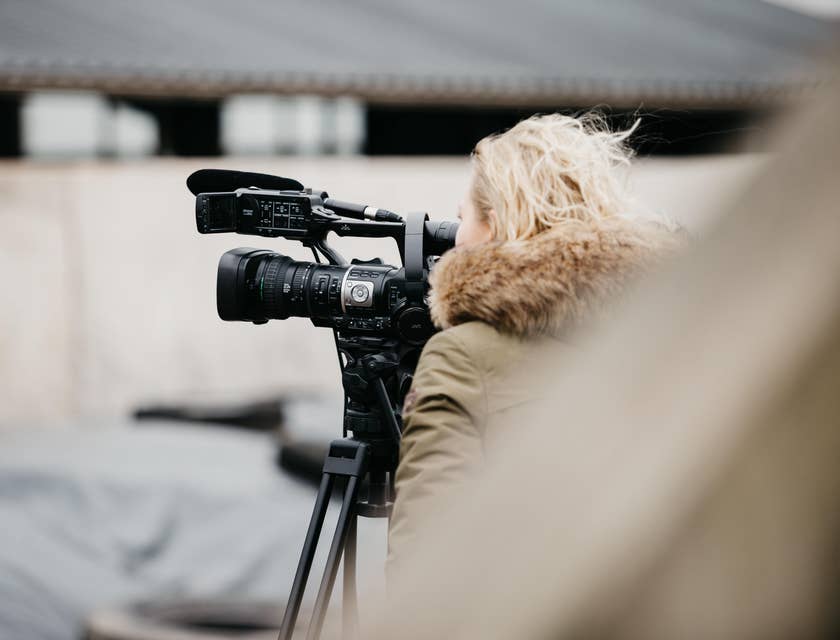 Video journalist recording footage for a new project