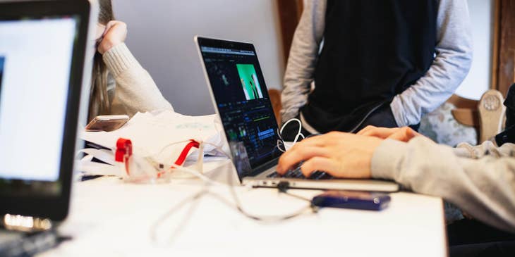 Visual Effects Artist adding effects on a scene that was recorded on a green screen