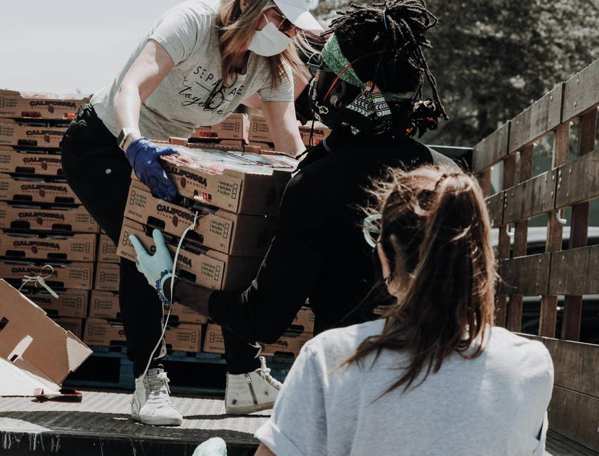 a volunteer manager looking over the center's incoming delivery and her team's workload