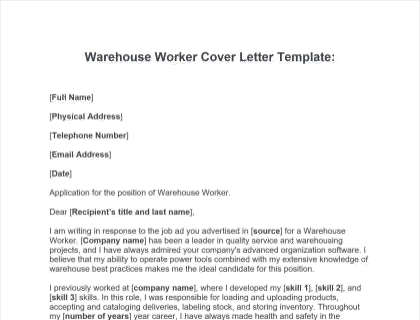 cover letter for warehouse operative