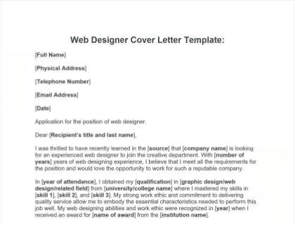 Web designer cover letter template