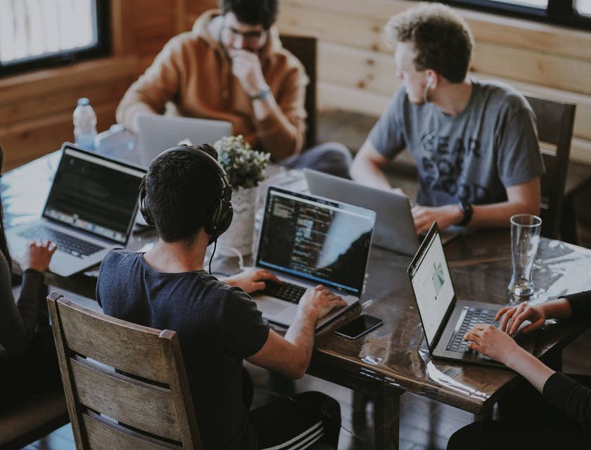 A group of website managers working together to launch their biggest client's website.