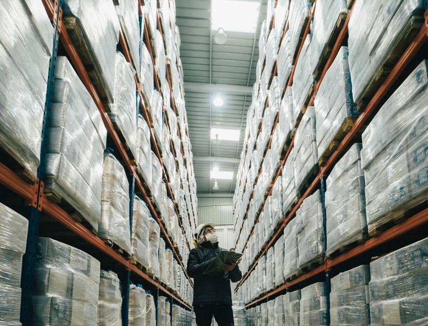 Wholesale assistant checking the stocks for the customers orders and replenishment