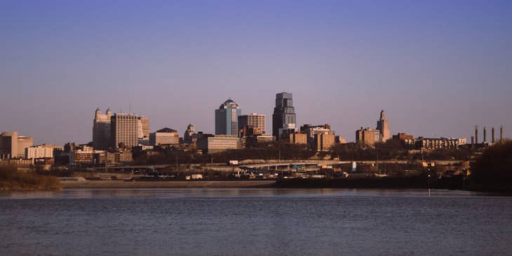 A view of Wichita from across a river